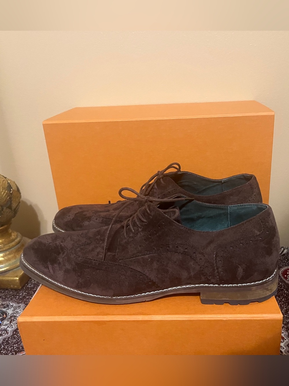 Todd Welsh Men’s Faux Suede Wingtip Dress Shoes Size: 14D